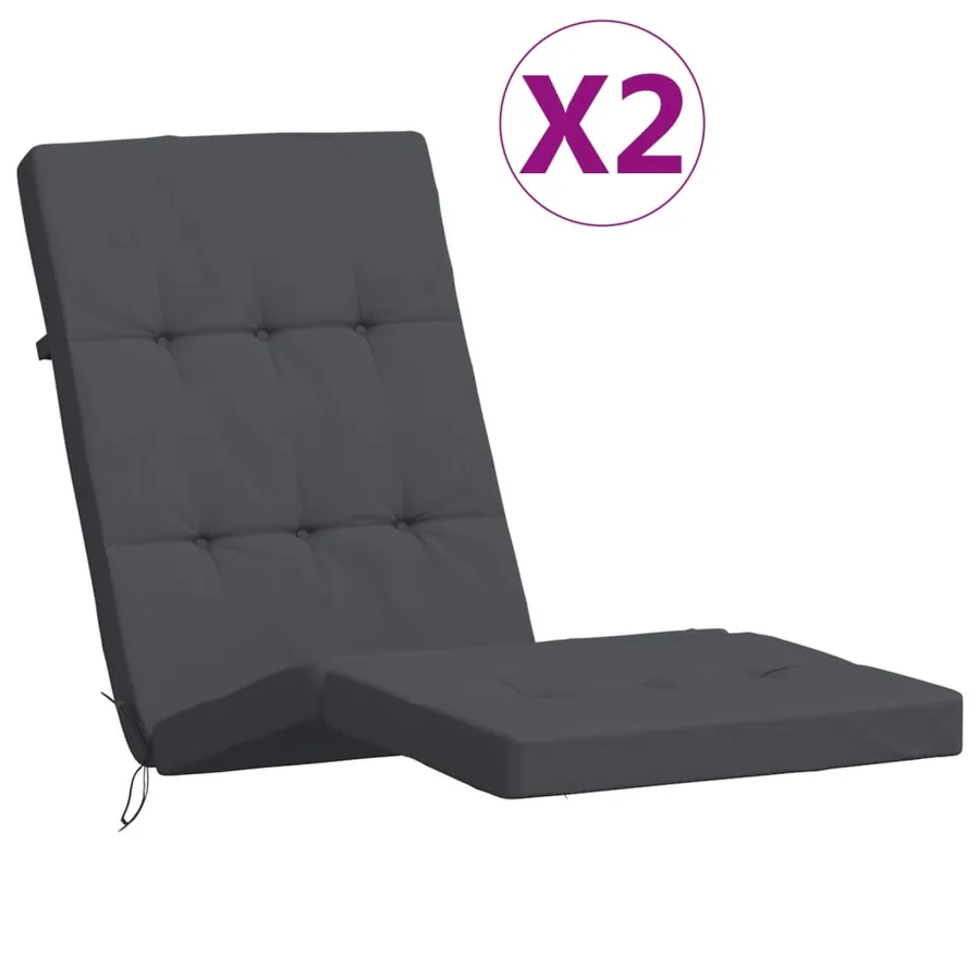 Coussins de chaise longue lot de 2 anthracite tissu oxford - 2