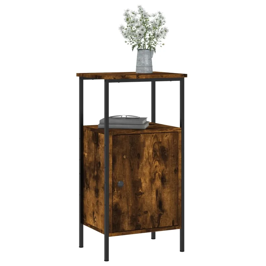 Table de chevet chêne fumé 41x31x80 cm bois d'ingénierie - 7