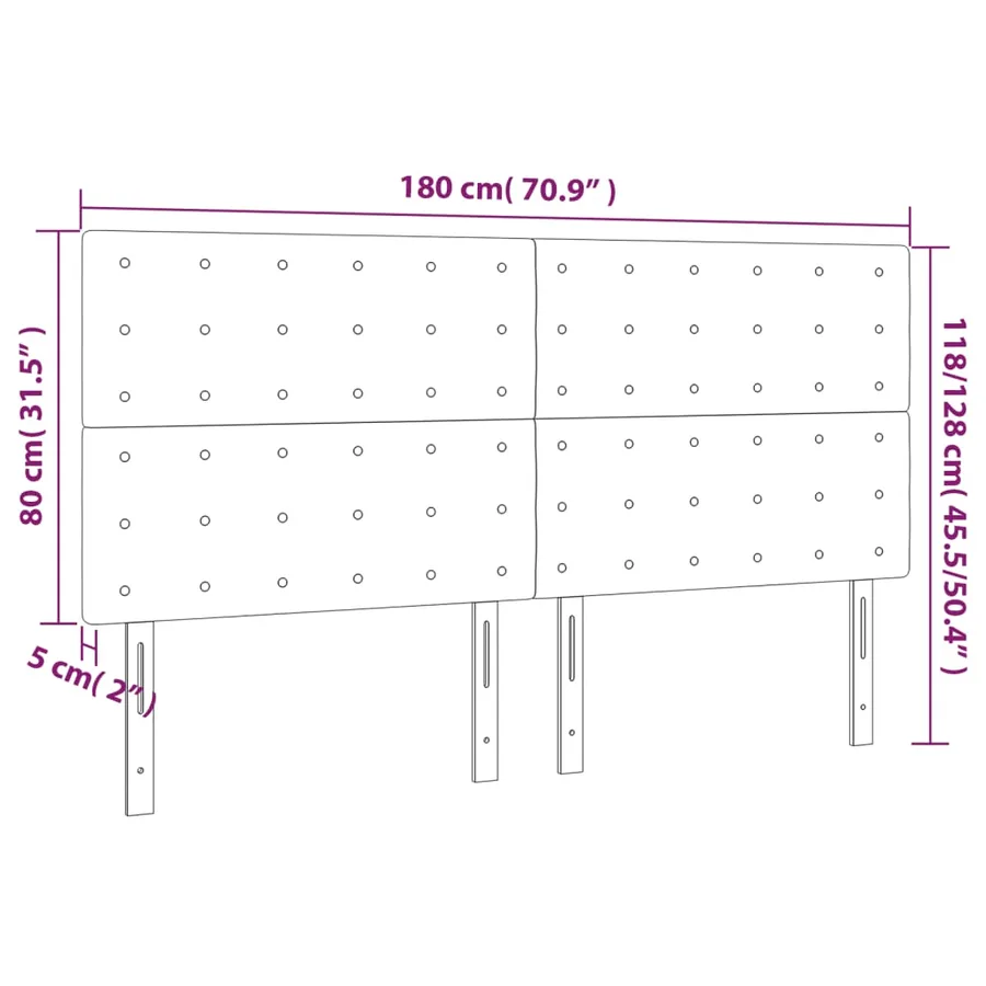 Tête de lit Bleu 180x5x118/128 cm Tissu - 8
