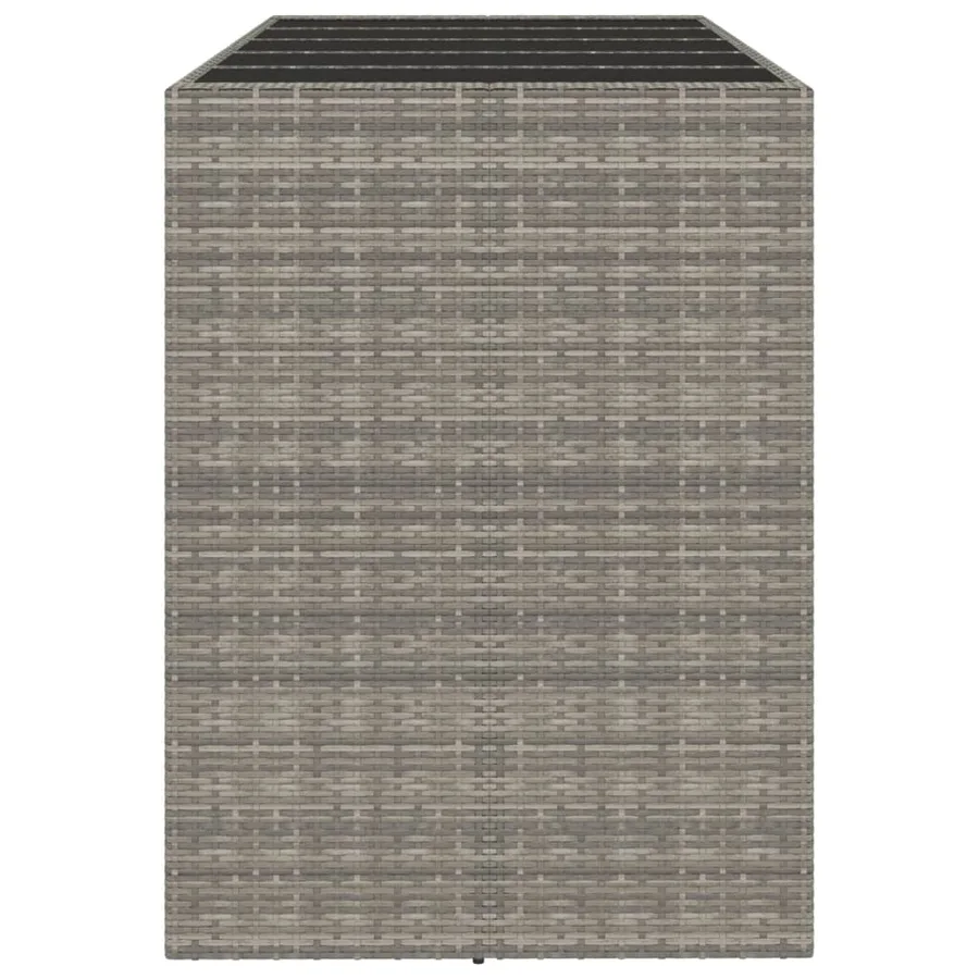 Table de bar et dessus en verre gris 185x80x110 cm poly rotin - 4