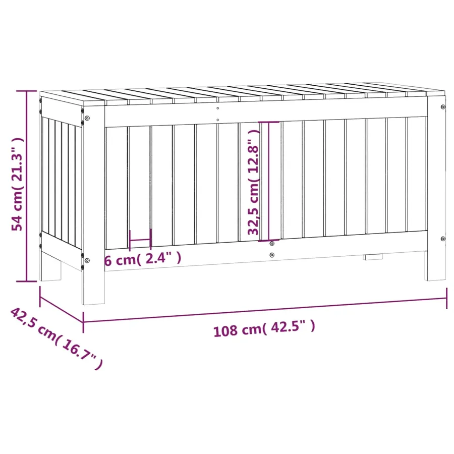 Boîte de rangement de jardin 108x42,5x54 cm Bois massif de pin - 10