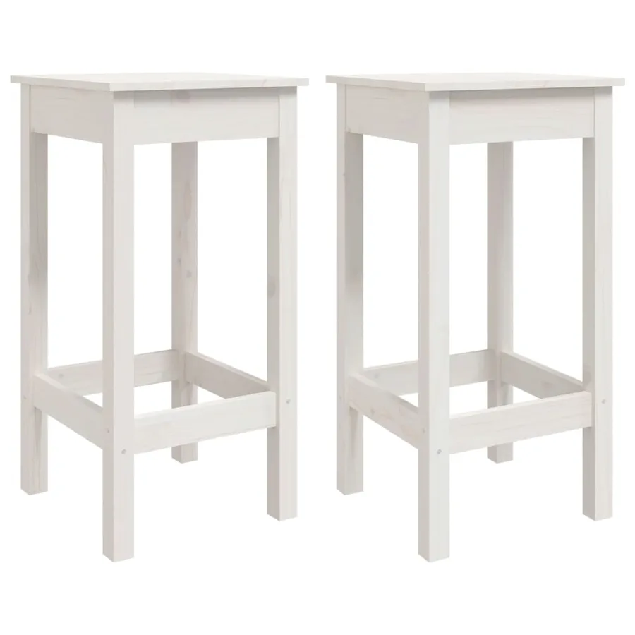 Ensemble de bar 3 pcs Blanc Bois de pin massif - 5