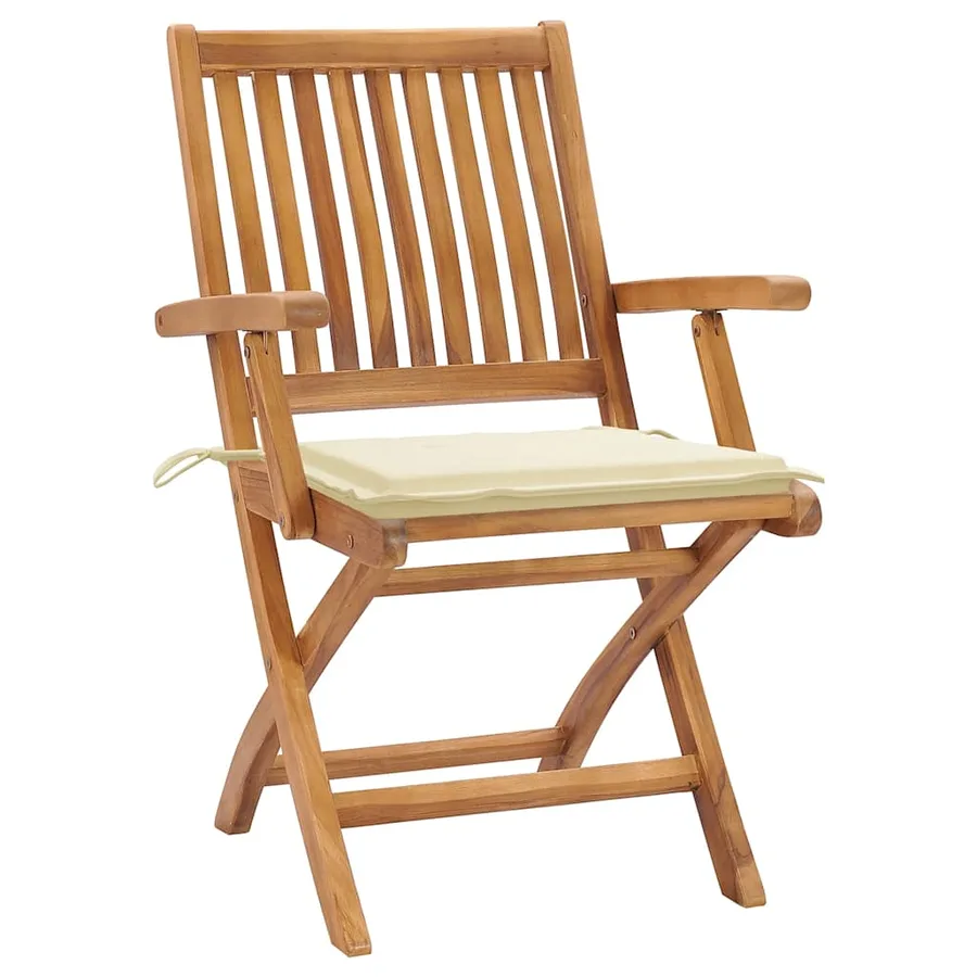 Chaises pliables de jardin avec coussins lot de 4 Teck solide - 2