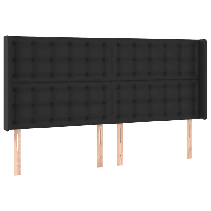 Tête de lit avec oreilles Noir 183x16x118/128 cm Similicuir - 2