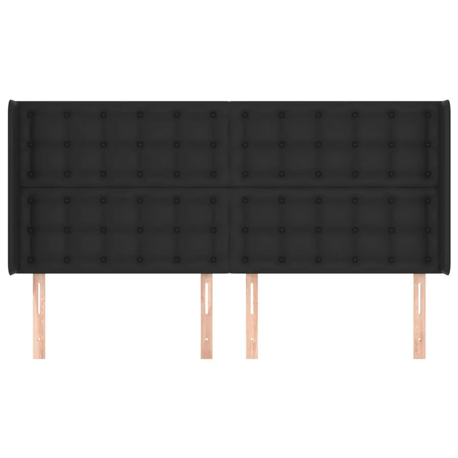 Tête de lit avec oreilles Noir 183x16x118/128 cm Similicuir - 3