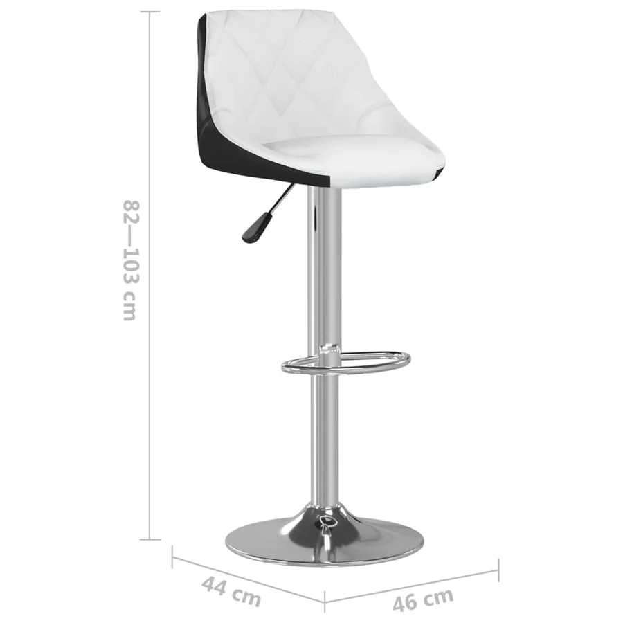 Tabourets de bar lot de 2 blanc et noir similicuir - 11