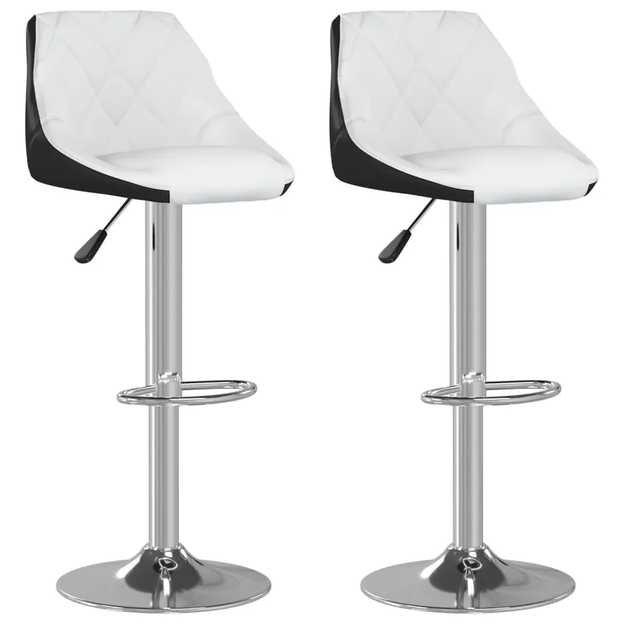Tabourets de bar lot de 2 blanc et noir similicuir - 2