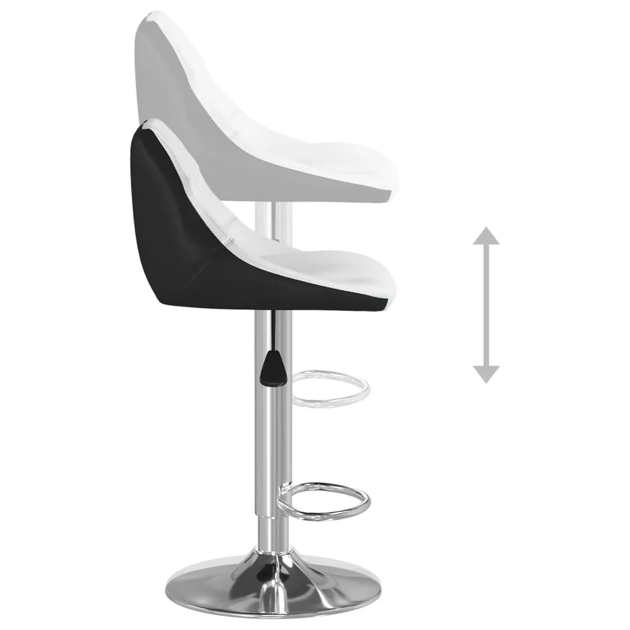 Tabourets de bar lot de 2 blanc et noir similicuir - 7