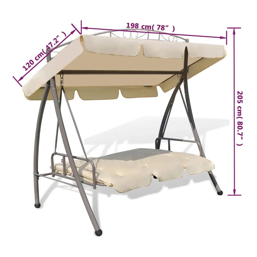 Balancelle convertible d'extérieur avec auvent Blanc sable - 6