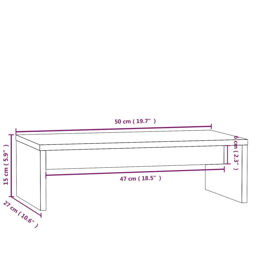 Support de moniteur Blanc 50x27x15 cm Bois de pin solide - 8