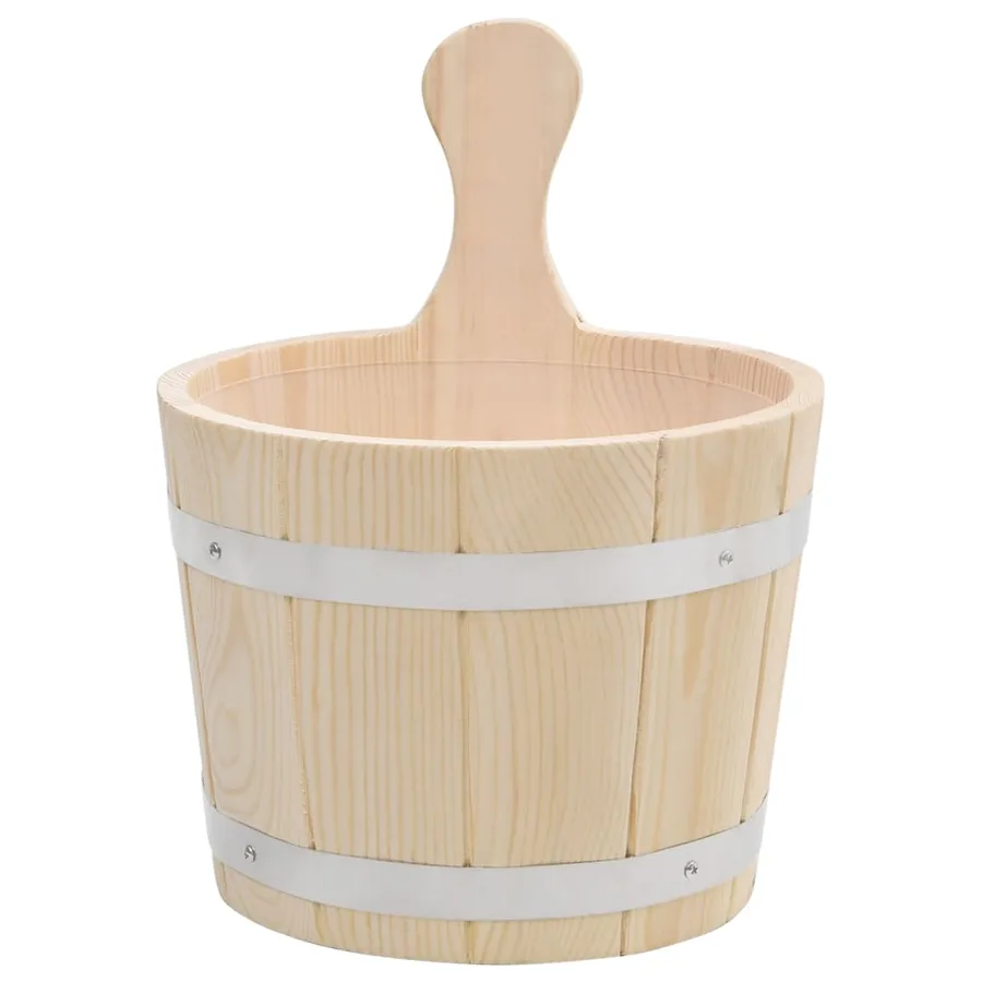Ensemble de seau et louche pour sauna Bois massif de pin - 3