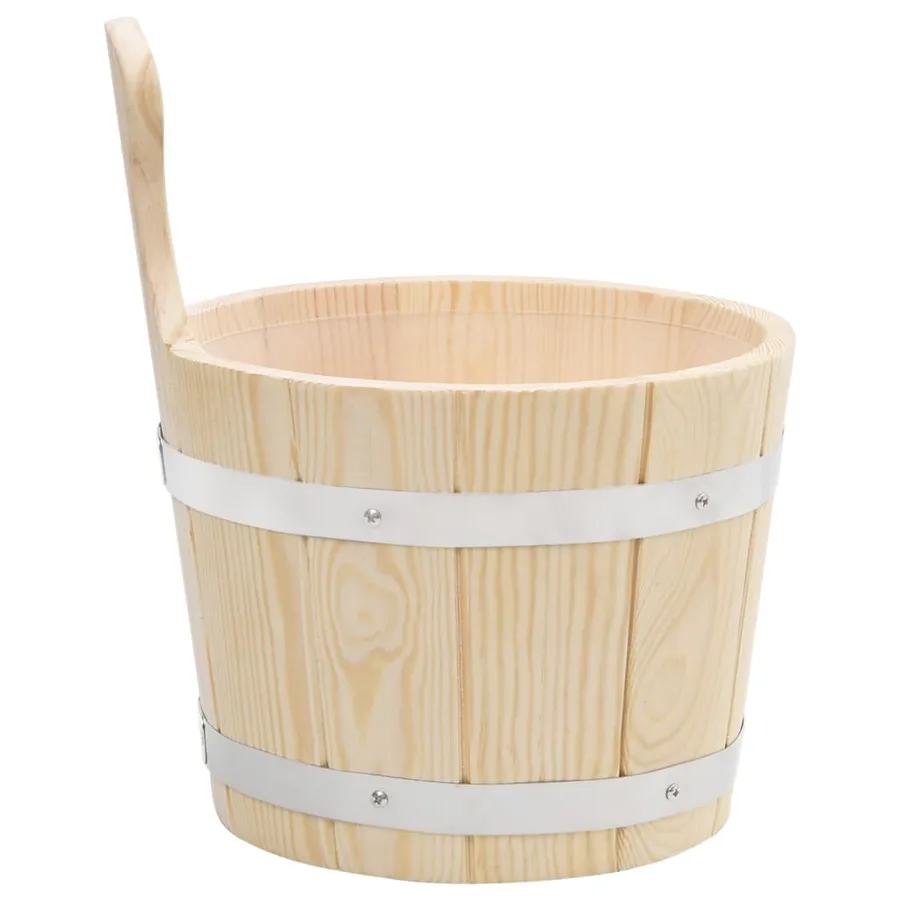 Ensemble de seau et louche pour sauna Bois massif de pin - 4