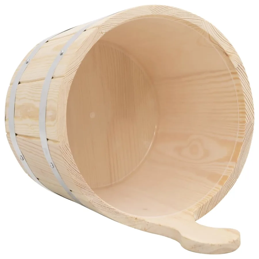 Ensemble de seau et louche pour sauna Bois massif de pin - 6