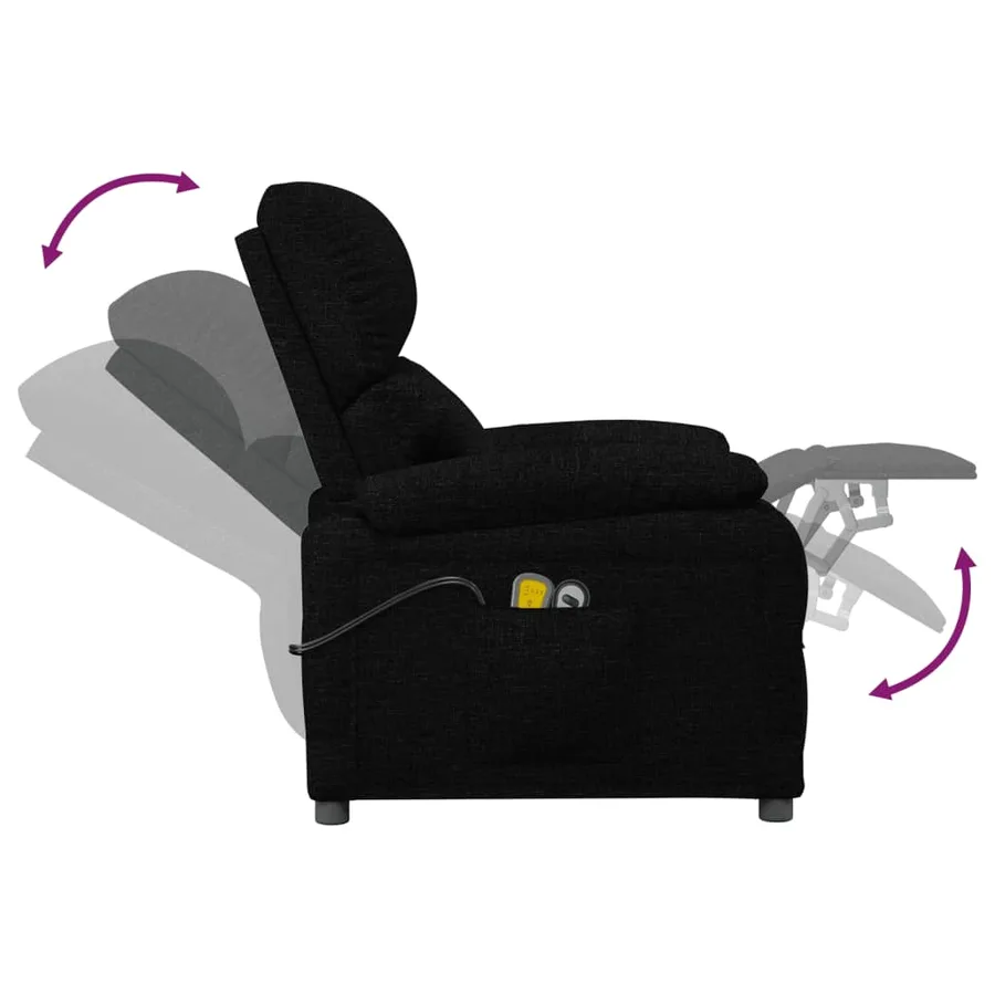 Fauteuil électrique de massage Noir Tissu - 8