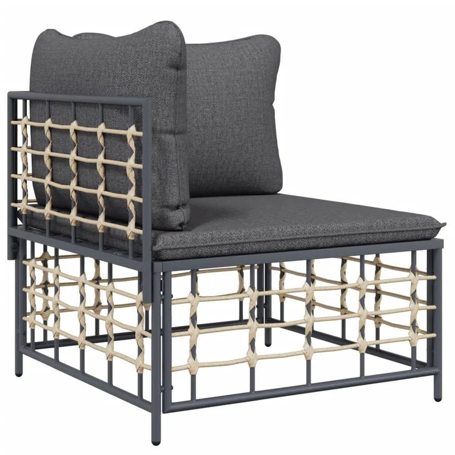 Salon de jardin 5 pcs avec coussins anthracite résine tressée - 4
