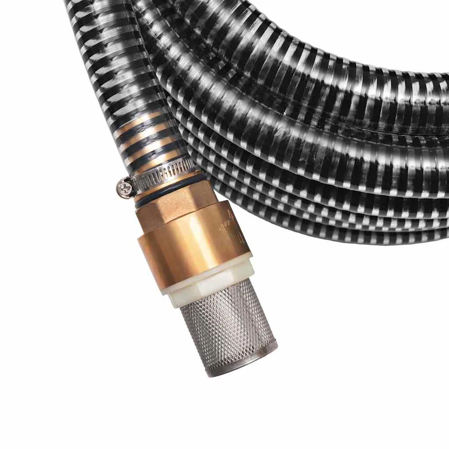 Tuyau d'aspiration avec raccords en laiton 10 m 25 mm Noir - 4