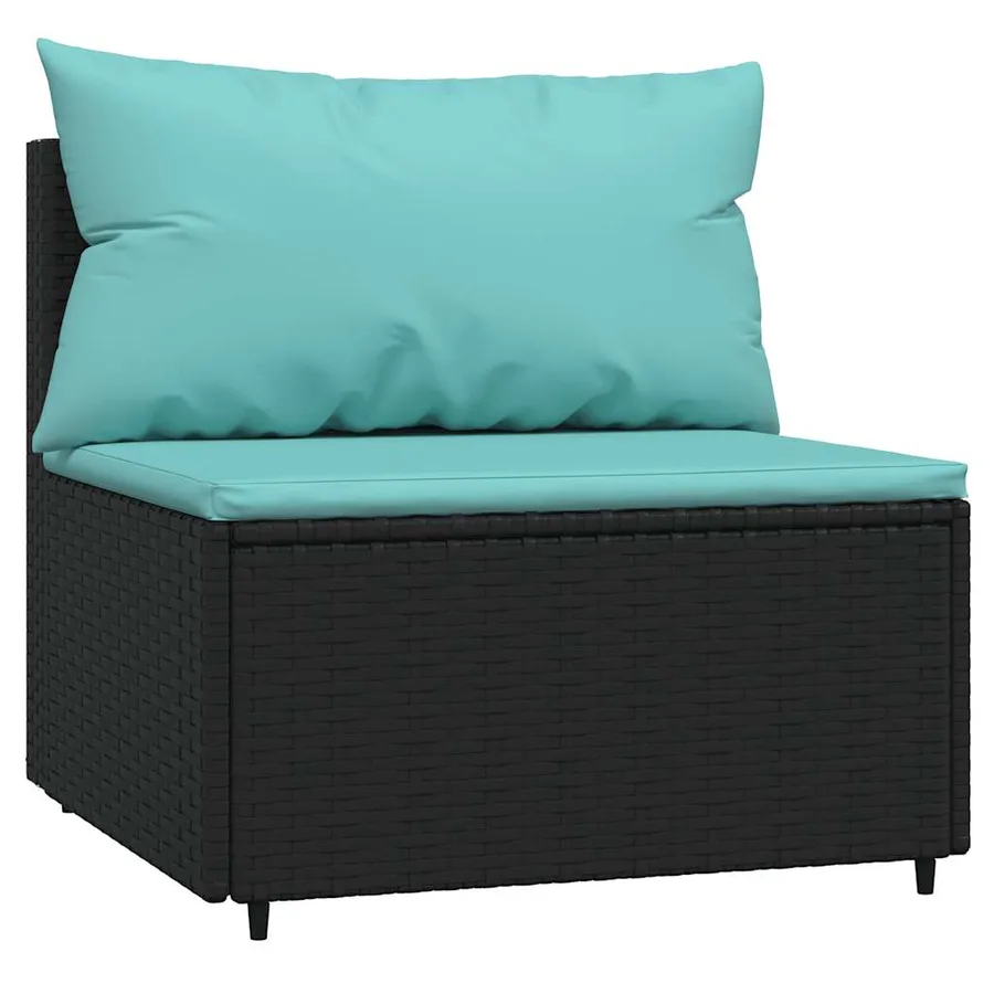Salon de jardin 3 pcs avec coussins Noir Résine tressée - 5