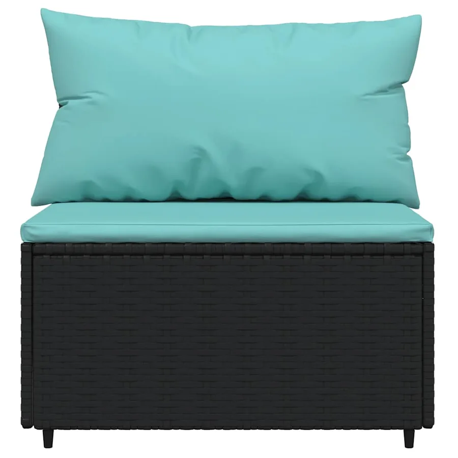 Salon de jardin 3 pcs avec coussins Noir Résine tressée - 6