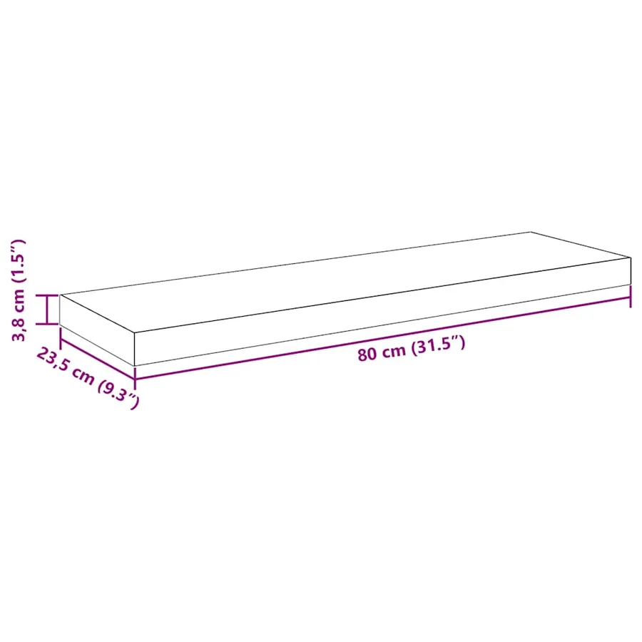 Étagères murales flottantes 2 pcs Chêne 80x23,5x3,8 cm MDF - 15