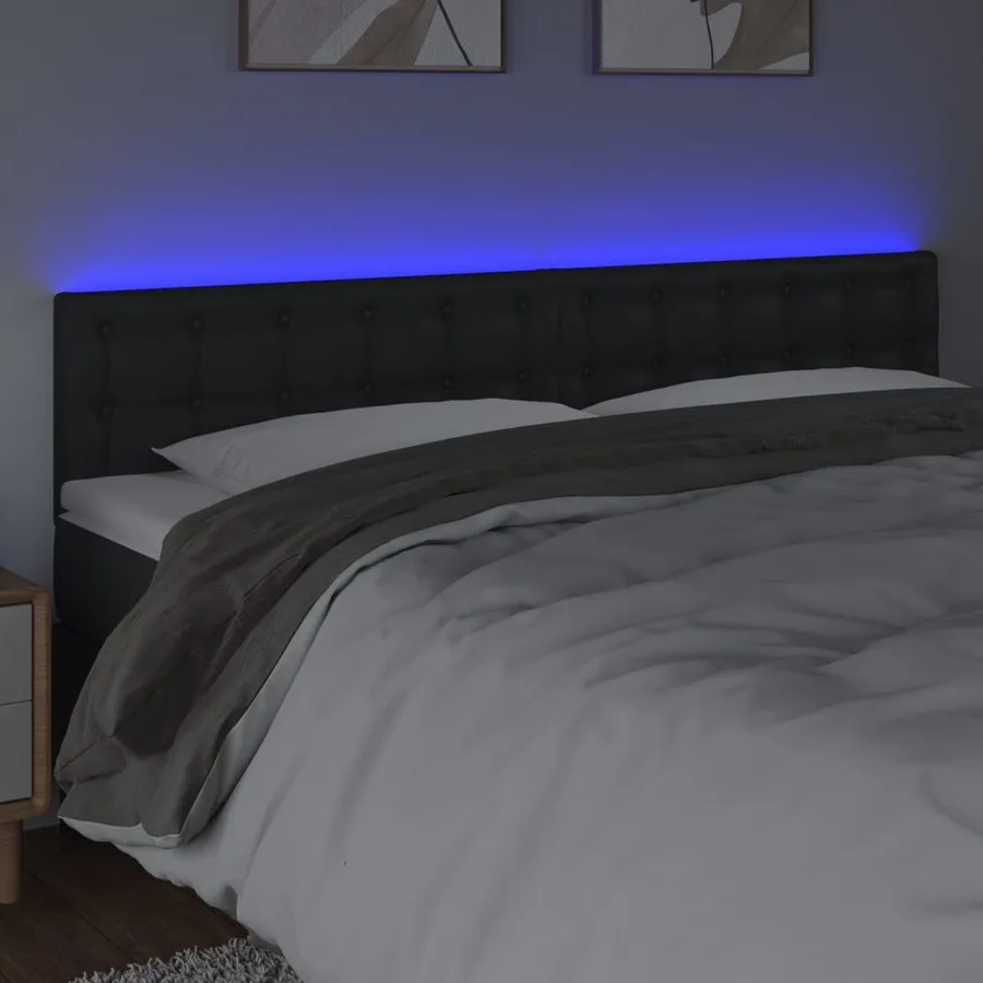 Tête de lit à LED Noir 180x5x78/88 cm Similicuir - 3
