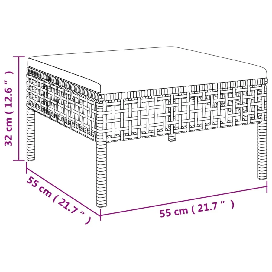 Salon de jardin 6 pcs avec coussins Gris Résine tressée - 10