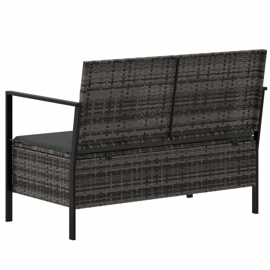 Banc de Jardin à 2 Places avec Coussins Gris Résine Tressée - 5