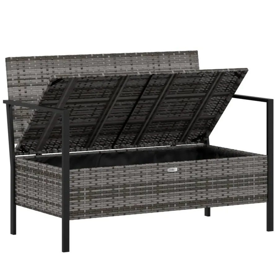 Banc de Jardin à 2 Places avec Coussins Gris Résine Tressée - 6