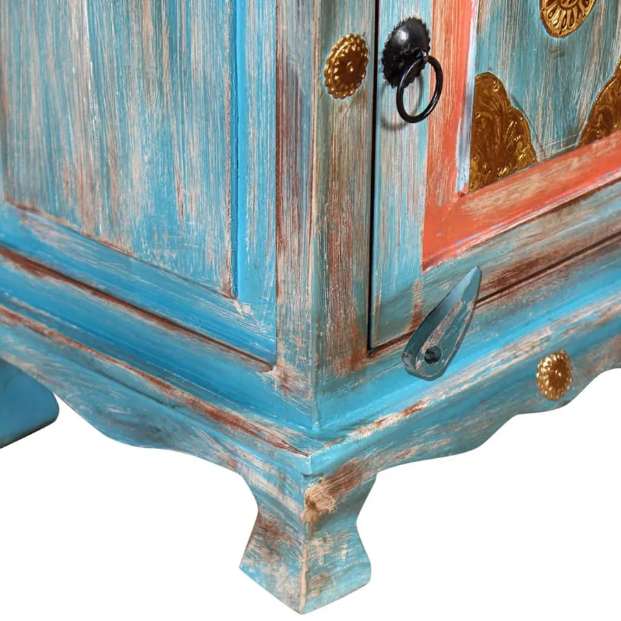 Table de chevet Bois de manguier massif Bleu - 8