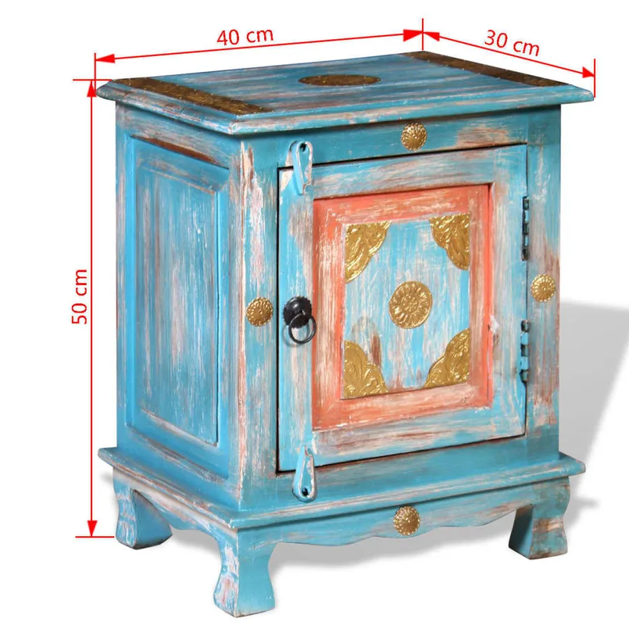 Table de chevet Bois de manguier massif Bleu - 9