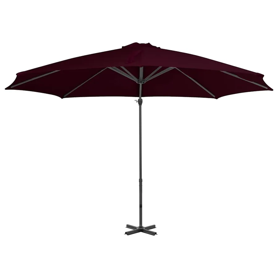 Parasol de jardin en porte-à-faux avec mât en aluminium rouge - 2