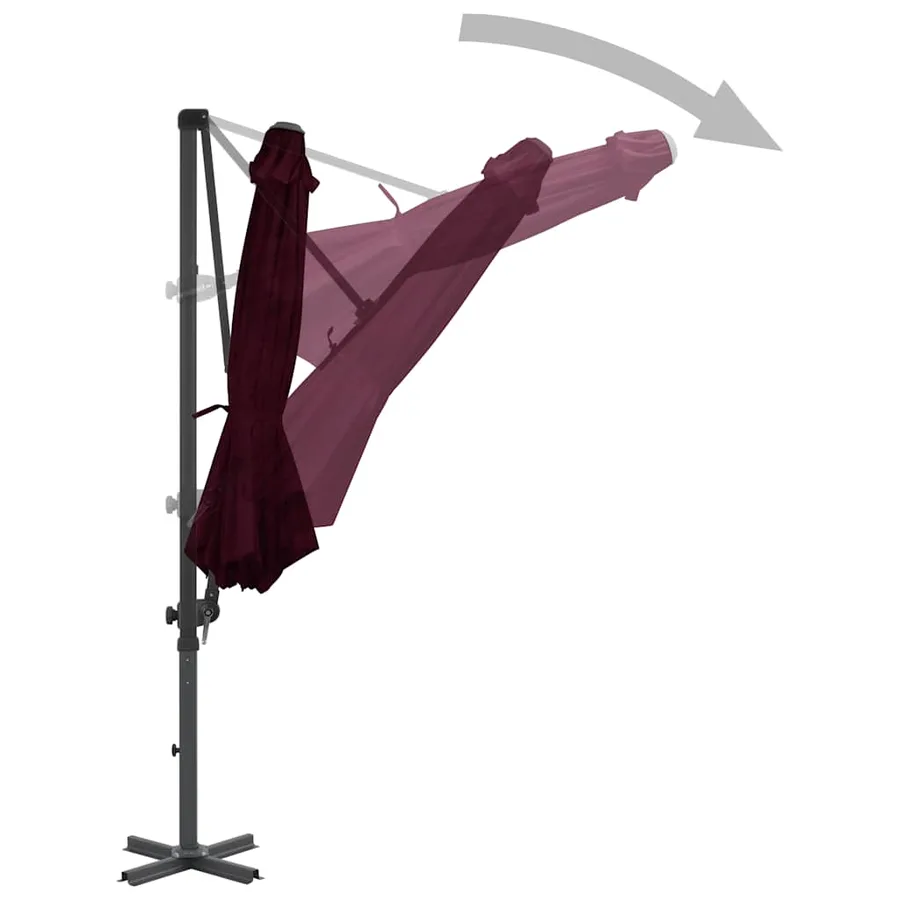 Parasol de jardin en porte-à-faux avec mât en aluminium rouge - 3