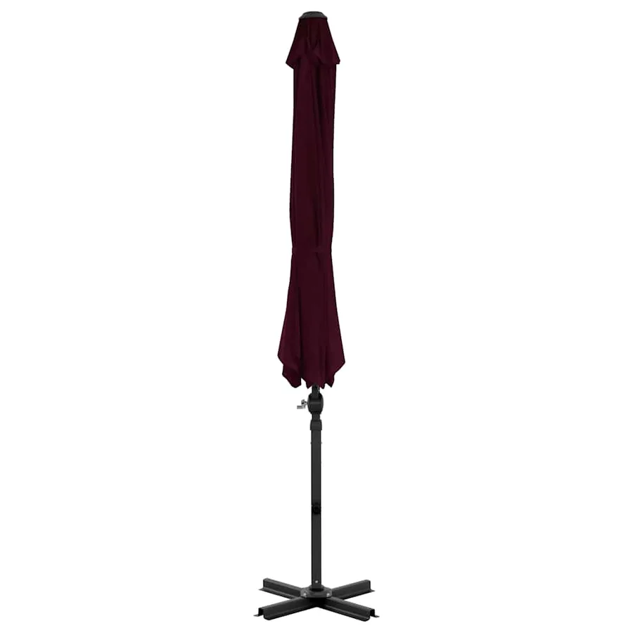 Parasol de jardin en porte-à-faux avec mât en aluminium rouge - 4