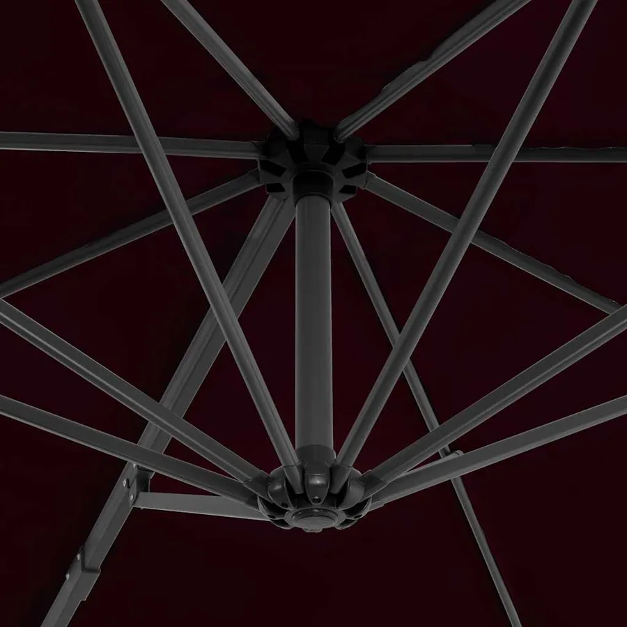 Parasol de jardin en porte-à-faux avec mât en aluminium rouge - 5
