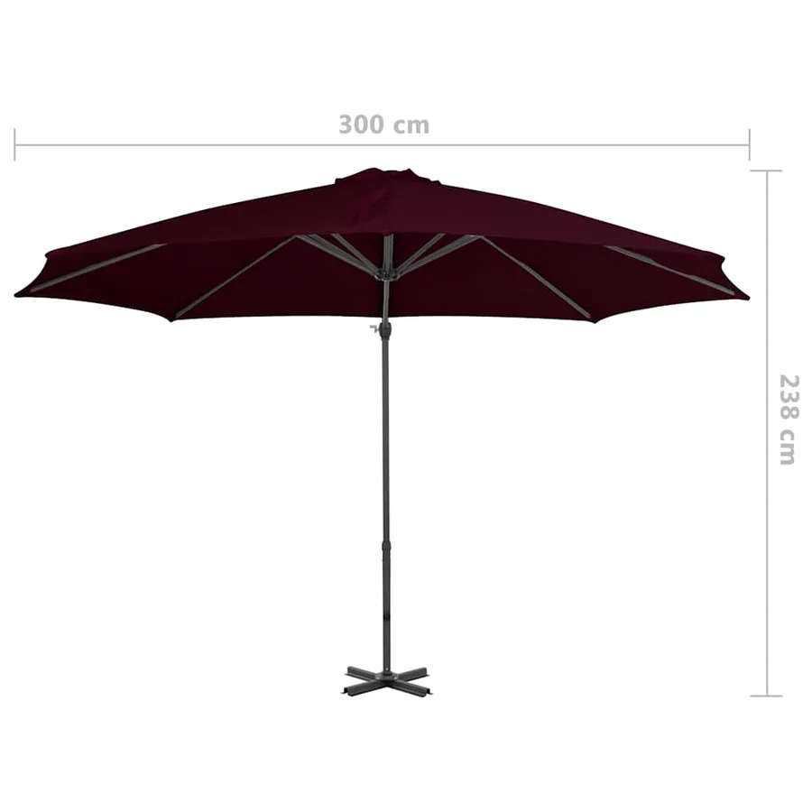 Parasol de jardin en porte-à-faux avec mât en aluminium rouge - 8