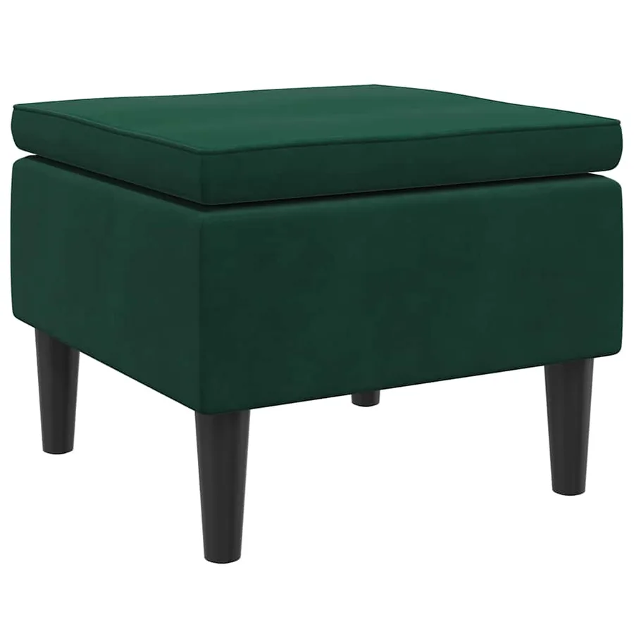 Tabouret avec pieds en bois Vert foncé Velours - 2