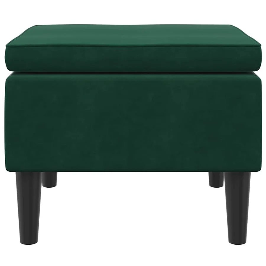 Tabouret avec pieds en bois Vert foncé Velours - 4