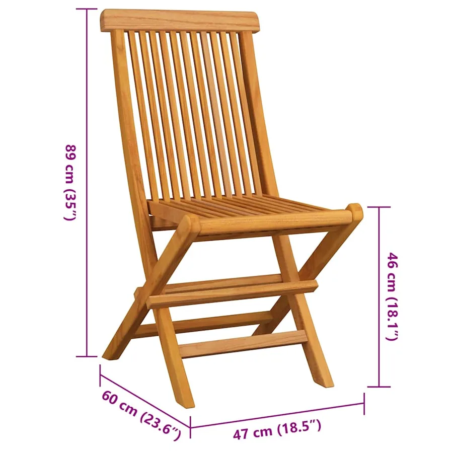 Chaises de jardin et coussins noir lot de 8 Bois de teck massif - 11