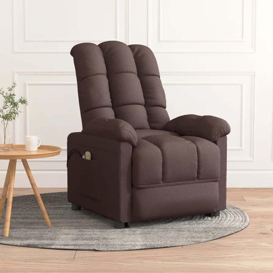 Fauteuil électrique de massage Marron foncé Tissu