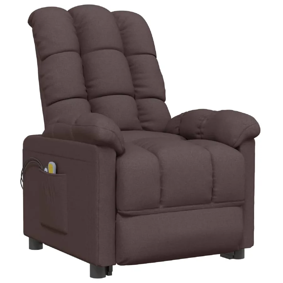 Fauteuil électrique de massage Marron foncé Tissu - 3