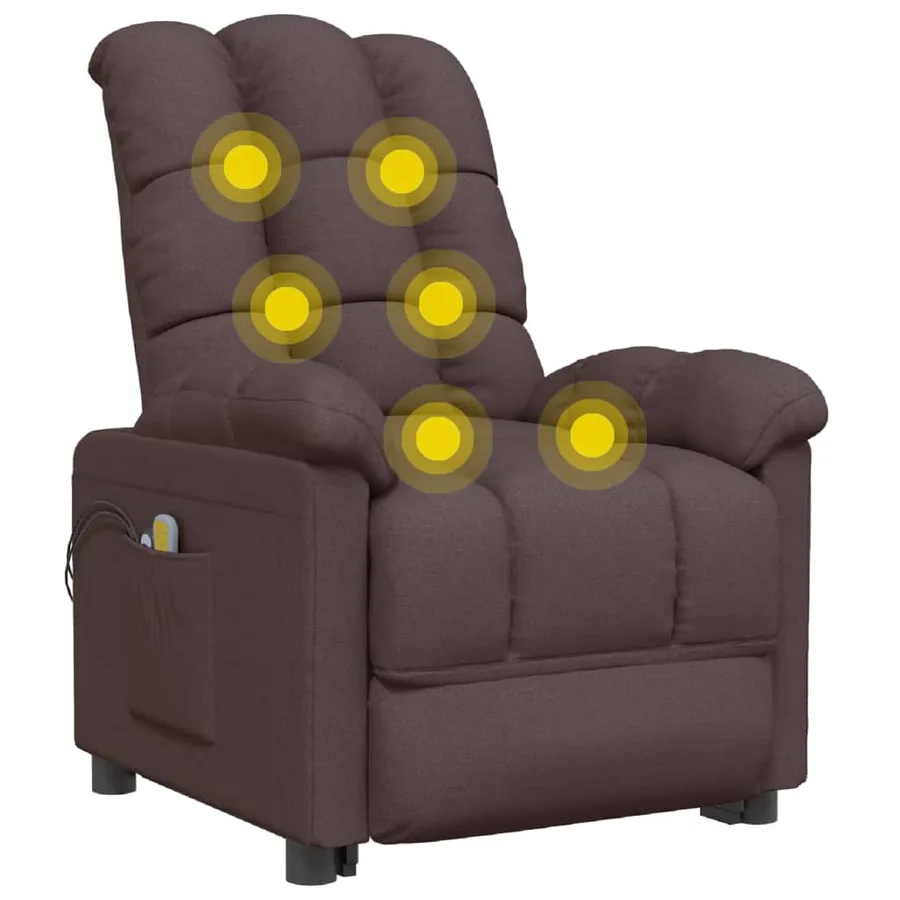 Fauteuil électrique de massage Marron foncé Tissu - 7
