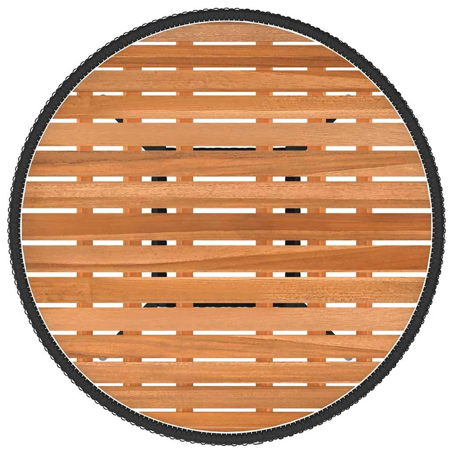 Table à dîner de jardin Noir Ø 70 cm Résine tressée et acacia - 3