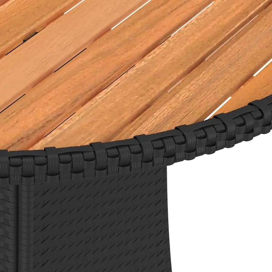 Table à dîner de jardin Noir Ø 70 cm Résine tressée et acacia - 4