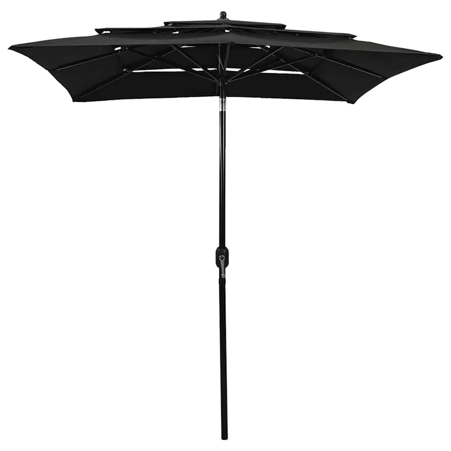 Parasol de jardin à 3 niveaux avec mât en aluminium noir 2x2 m - 2