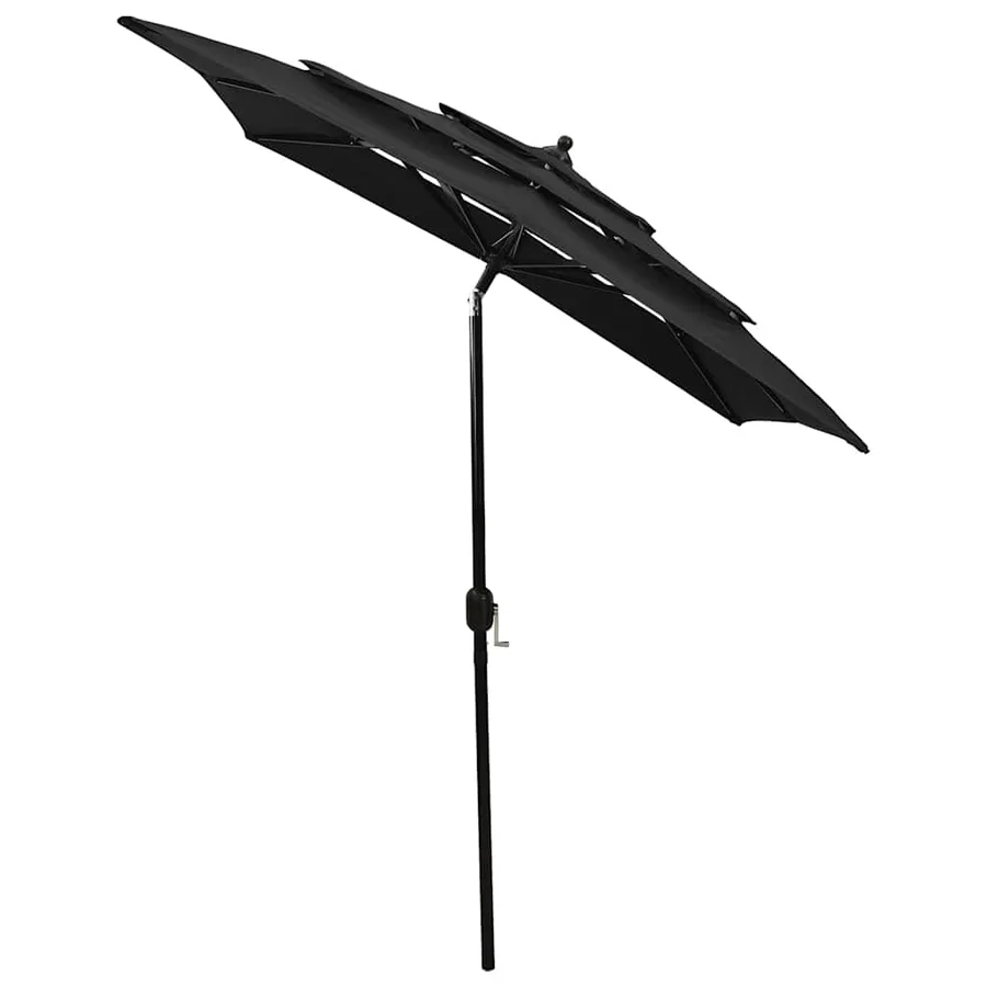 Parasol de jardin à 3 niveaux avec mât en aluminium noir 2x2 m - 3