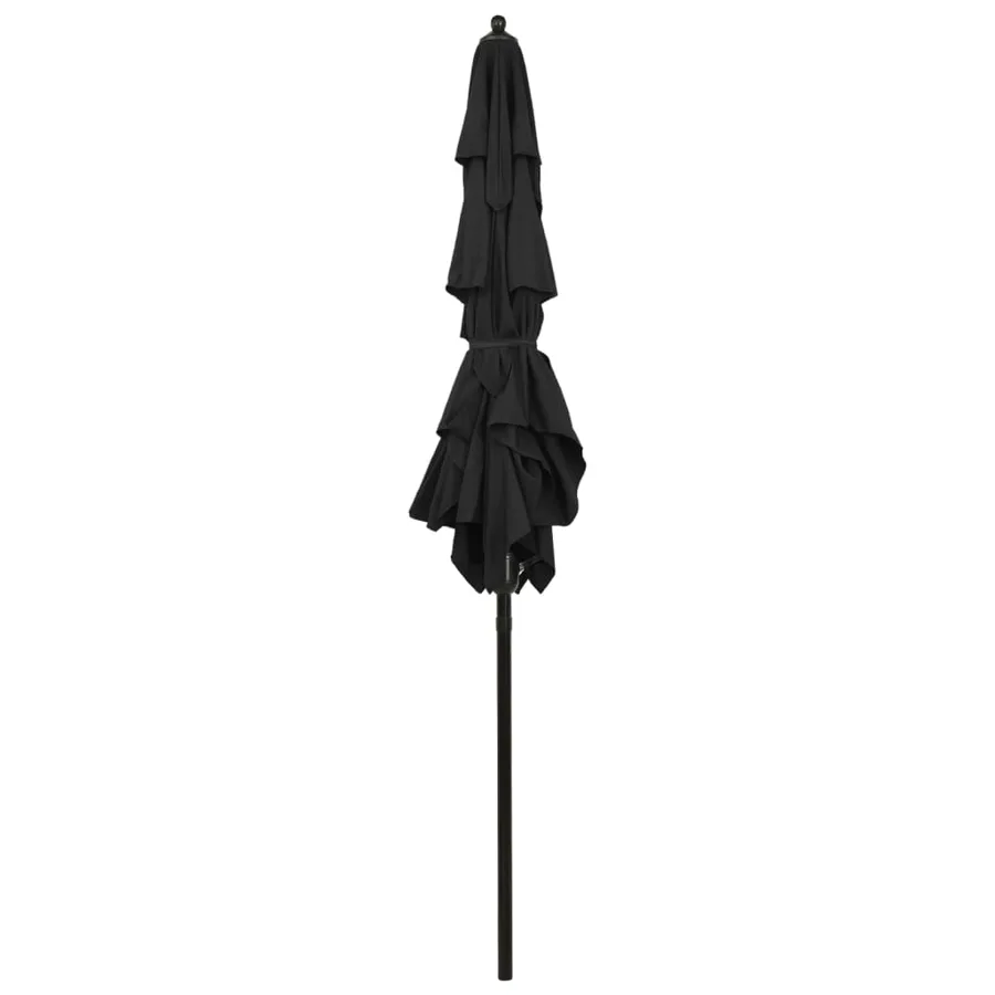 Parasol de jardin à 3 niveaux avec mât en aluminium noir 2x2 m - 4