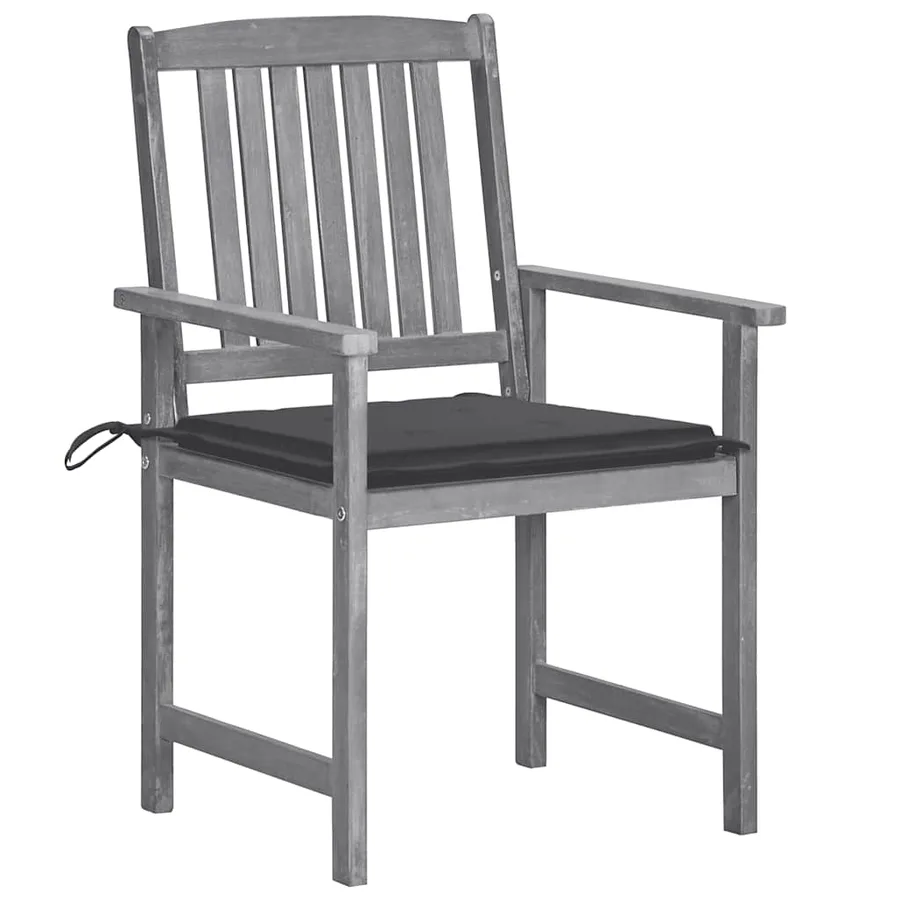 Chaises de jardin et coussins lot de 8 Bois acacia solide Gris - 2