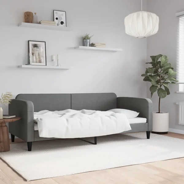 Lit de repos sans matelas gris foncé 90x200 cm tissu