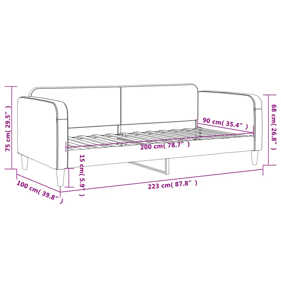 Lit de repos sans matelas gris foncé 90x200 cm tissu - 8