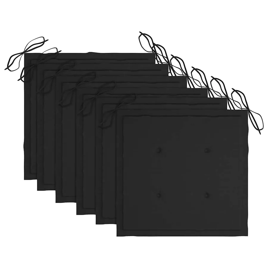 Chaises de jardin et coussins noir lot de 6 Bois de teck massif - 6