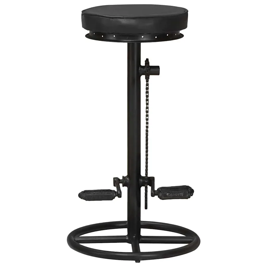 Tabourets de bar lot de 2 noir cuir véritable de chèvre - 3